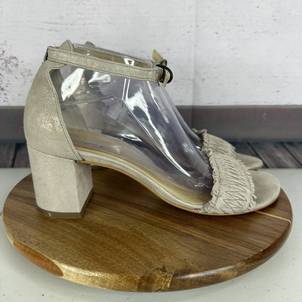 Paul Green Sandal Womens US 9 Silver Sparkle Block Heel Strappy Open Toe
